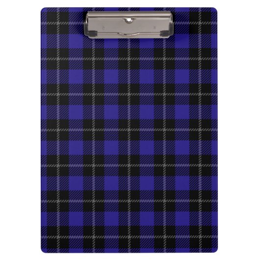 Royal Blue Black Plaid Klembord (Voorkant)