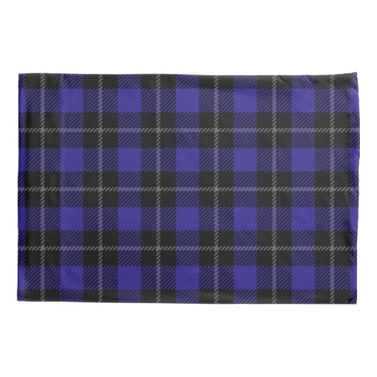 Royal Blue Black Plaid Kussensloop (Achterkant)