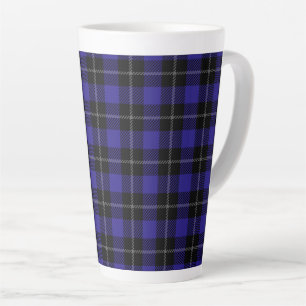 Royal Blue Black Plaid Latte Mok
