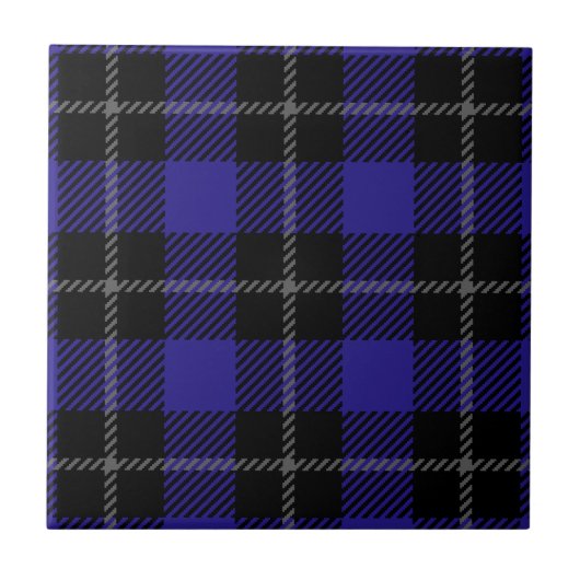 Royal Blue Black Plaid Tegeltje (Voorkant)