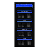 Royal Blue & Black Salon Diensten Menu Logo Toevoe (Voorkant)