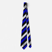 Royal Blue Black & Silver Regimental Stripe Stropdas (Voorkant)