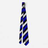Royal Blue Black & Silver Regimental Stripe Stropdas (Achterkant)