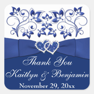 Royal Blue, Blanc Coeurs Joints Favoriser Sticker