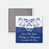 Royal Blue, Blanc Floral Wedding Favor Magnet 2 (Recto/Verso)