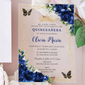 Royal Blue Bloemen Bloemen Bloemen Quinceañera Vli Acryl Uitnodigingen
