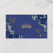 Royal Blue Bloemen Goud Quinceañera 16 QR Code RSV Informatiekaartje (Achterkant)