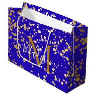 Royal Blue Blond Gold Glitter Personalize Gift Bag Groot Cadeauzakje