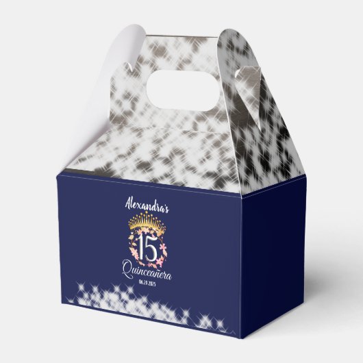 Royal Blue  Boho Quinceañera Spaans Favor Bedankdoosjes (Voorkant Zijde)