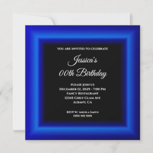 Royal Blue Border en Black elk jaar jarig Kaart