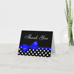 Royal Blue Bow Black Polka Dots Bedankt