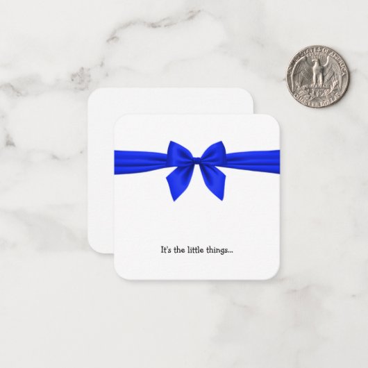Royal Blue Bow Mini Remerciements Carte Note (Devant/Arrière en situation)