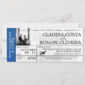 Royal Blue Brazil Mariage Boarding Pass Invitation (Devant)
