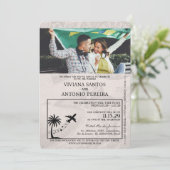 Royal Blue Brazil Passport Wedding Invitation Kaart (Staand voorkant)