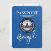 Royal Blue Brazil Passport Wedding Invitation Kaart (Achterkant)