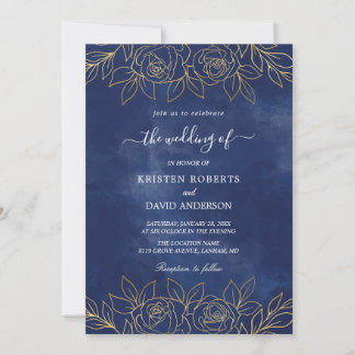 royal blue bruiloft uitnodiging