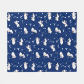 Royal Blue Bunny Patterned Fleece Deken (Voorkant (Horizontaal))