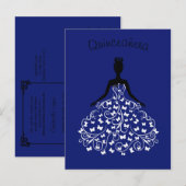 Royal Blue Butterfly Gown Quinceanera Invitation (Devant / Derrière)