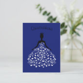 Royal Blue Butterfly Gown Quinceanera Invitation (Debout devant)