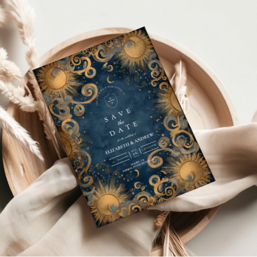 Royal Blue Celestial Wedding Save The Date