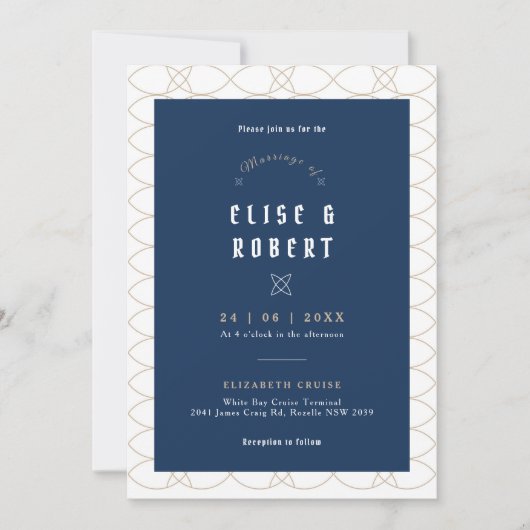 Royal Blue Classic Retro Faire-part de mariage (Devant)