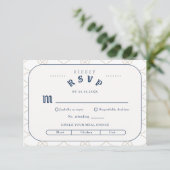 Royal Blue Classic Retro RSVP Enclosure Card Informatiekaartje (Staand voorkant)