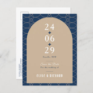 Royal Blue Classic Retro Save the Date Invitation Briefkaart