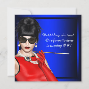 Royal Blue Classy Diva Verjaardagsfeest Kaart