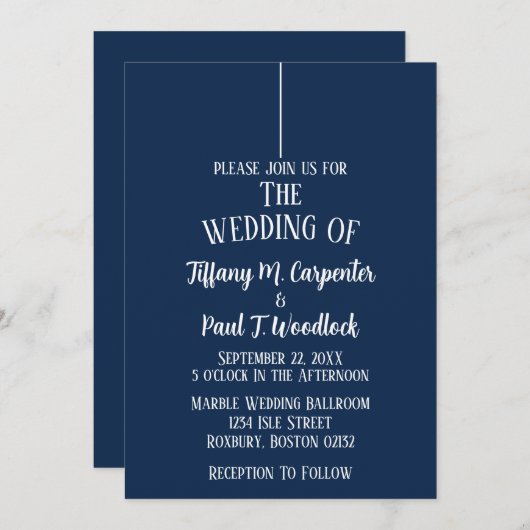 Royal Blue Classy Faire-part de mariage (Devant / Derrière)