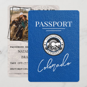 Royal Blue Colorado Passport De datum opslaan Save The Date