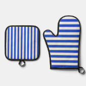 Royal Blue Combination Stripes van Shirley Taylor Ovenwant & Pannenlap Set (Voorkant)