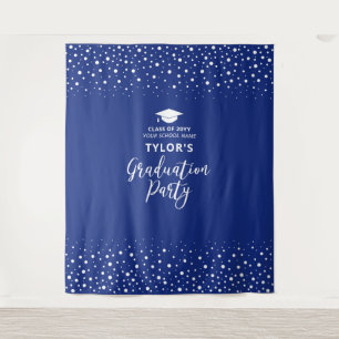 Royal Blue Confetti   Graduation Party Achtergrond Wandkleed
