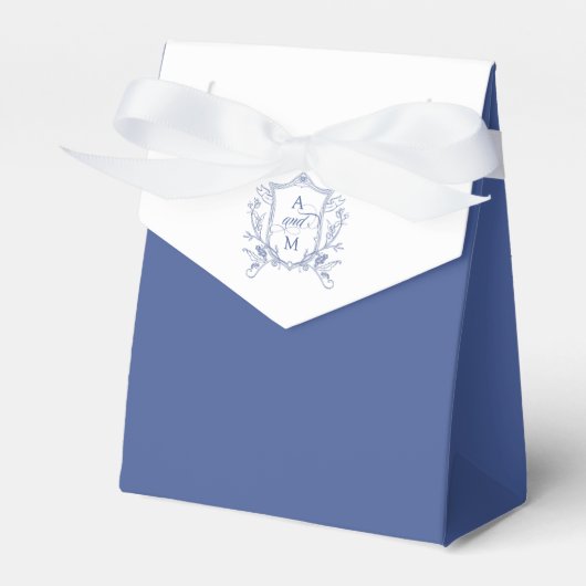 Royal Blue Crest Wedding Bedankt Bedankdoosjes (Voorkant Zijde)
