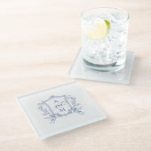 Royal Blue  Crest Wedding Bedankt Glazen Onderzetter (Schuin)