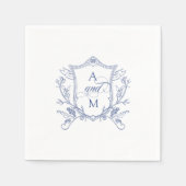 Royal Blue  Crest Wedding Bedankt Servet (Voorkant)