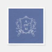 Royal Blue  Crest Wedding Bedankt Servet (Voorkant)