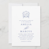 Royal Blue  Crest Wedding Kaart (Voorkant)