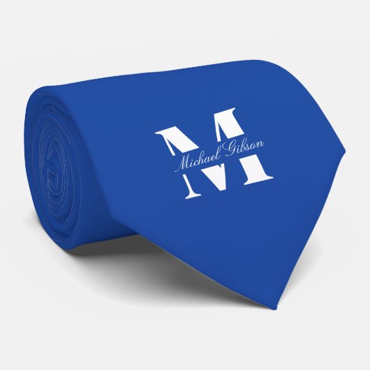 Royal Blue | Custom Monogram Wedding Groomsmen Stropdas (Opgerold)
