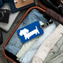 Royal Blue Dachshund Bagagelabel Wiener Hondenreis