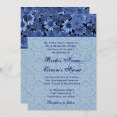 Royal Blue Daisy Damask Wedding Kaart (Voorkant / Achterkant)