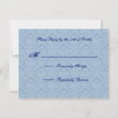 Royal Blue Daisy Mariage damassé RSVP (Dos)