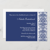 Royal Blue Damask Bachelorette Party - Uitnodiging (Voorkant / Achterkant)