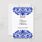 Royal Blue Damask Réponse RSVP (Devant)