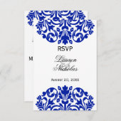 Royal Blue Damask Réponse RSVP (Devant / Derrière)