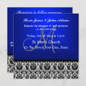 Royal Blue Damask Wedding Uitnodiging (Voorkant / Achterkant)