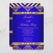 Royal Blue Deco Stripe Gold Diamond Kaart (Voorkant / Achterkant)