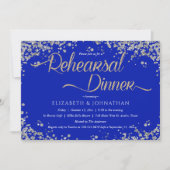 Royal Blue Diamanten Minimal Rehearsal Dinner Invi Kaart (Voorkant)