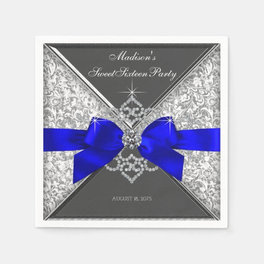 Royal Blue Diamond Bow Servet (Voorkant)