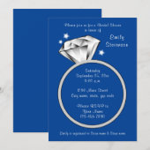 Royal Blue Diamond Rond Bridal Shower Kaart (Voorkant / Achterkant)