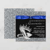 Royal Blue Diamond Tiara Schoen Quinceanera Kaart (Voorkant / Achterkant)